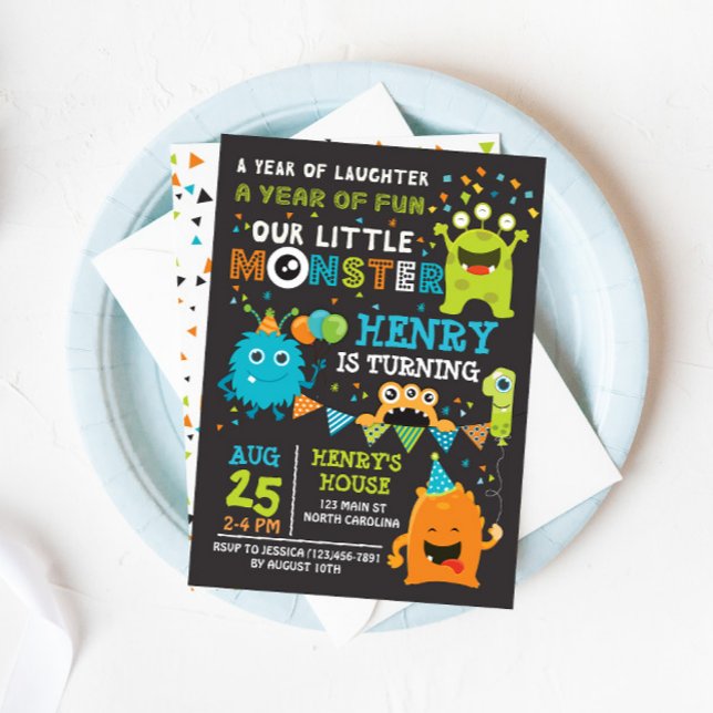 Monster First Birthday Invitation, Monster Invite (Creator Uploaded)