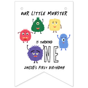 Monster First Birthday Party Bunting