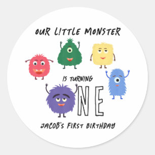 Monster First Birthday Party Classic Round Sticker