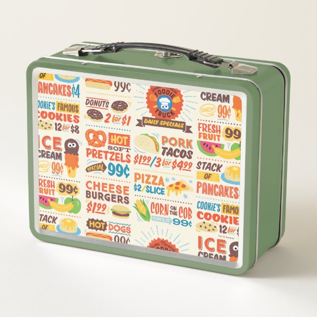Monster Foodies Pattern Metal Lunch Box (Back)