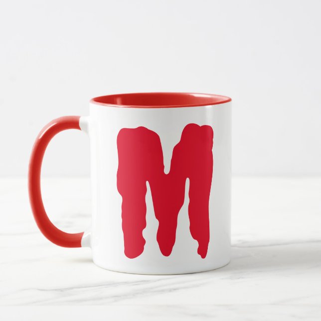 Monster For Him Mugs Initials Red Monogram Letter (Left)