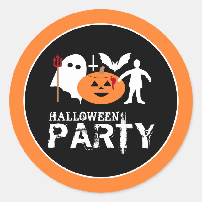 Monster Gang, Halloween Party Classic Round Sticker (Front)