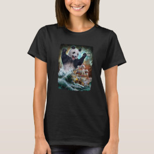 Monster Giant Panda As Kraken Attack A War Ship At T-Shirt