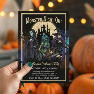 Monster Girls Night Out Fun Halloween Party  Invitation