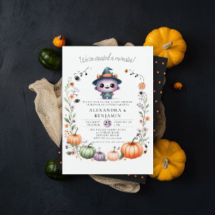 Monster Halloween Fall Wreath Coed Girl Shower Invitation
