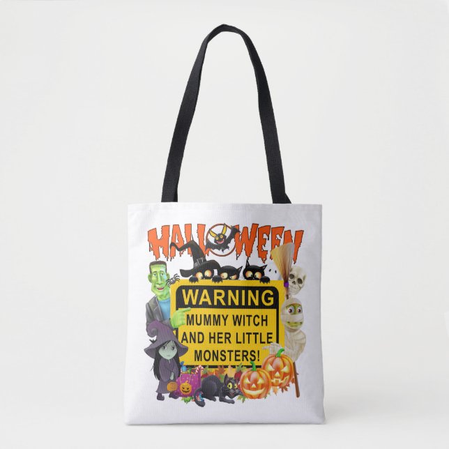 Monster Halloween, Mummy Witch Tote Bag (Front)