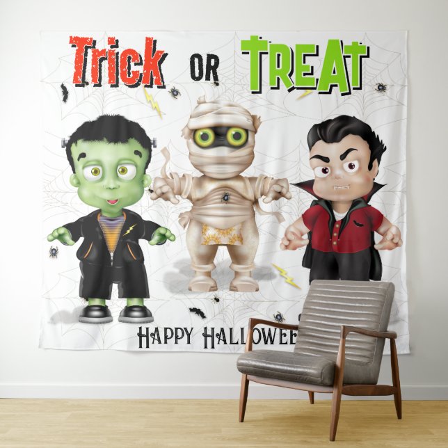 Monster Halloween Party Backdrop Tapestry (In Situ (Horizontal))
