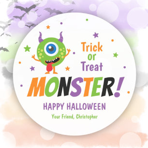 Monster Halloween Party Favours Sticker Tags