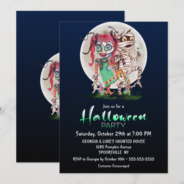 Monster Halloween Party Invitation (Front/Back)