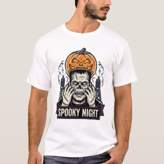 Monster Halloween Shirt with Pumpkin Moon Engravin