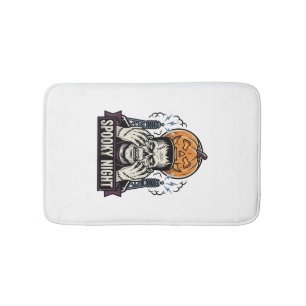 Monster Halloween Shirt with Pumpkin Moon Engravin Bath Mat