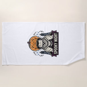 Monster Halloween Shirt with Pumpkin Moon Engravin Beach Towel