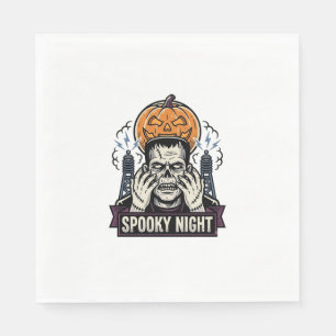 Monster Halloween Shirt with Pumpkin Moon Engravin Napkin