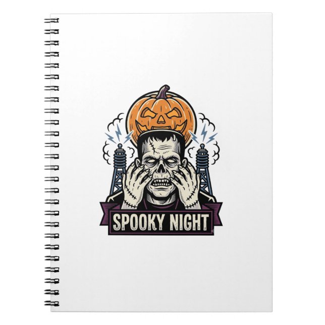 Monster Halloween Shirt with Pumpkin Moon Engravin Notebook (Front)