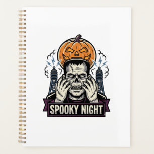 Monster Halloween Shirt with Pumpkin Moon Engravin Planner