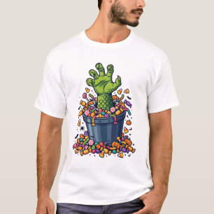 Monster Hand Candy Bucket Trick or Treat Art T-Shirt