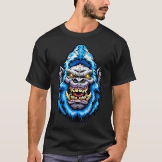 Monster Head: Big Foot Yeti Sasquatch Cyan