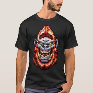 Monster Head: Big Foot Yeti Sasquatch Red T-Shirt