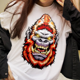 Monster Head: Big Foot Yeti Sasquatch Red T-Shirt