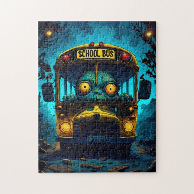 Monster Horror Bus Blue Yellow Jigsaw Puzzle (Vertical)