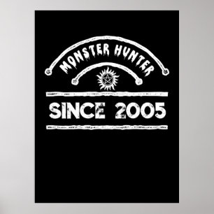Monster Hunter Sigil Distressed Typography Poster