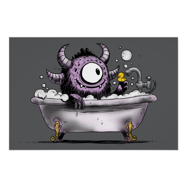 Monster in Bubble Bath Poster (Front)