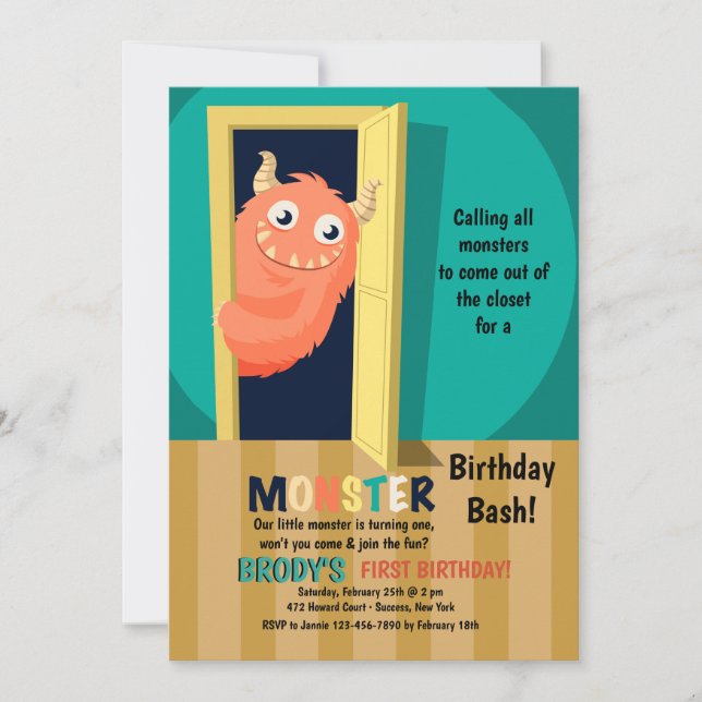 Monster in the Closet Invitation (Front)