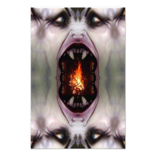 Monster in the fire place photo print