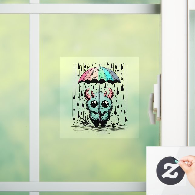 Monster in the Rain Window Cling (Home)