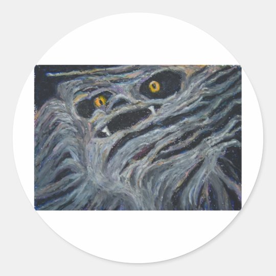 Monster in the wood classic round sticker