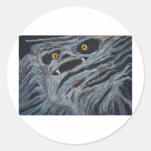 Monster in the wood classic round sticker