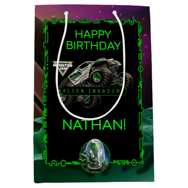 Monster Jam - Alien Invasion Birthday Medium Gift Bag (Front)