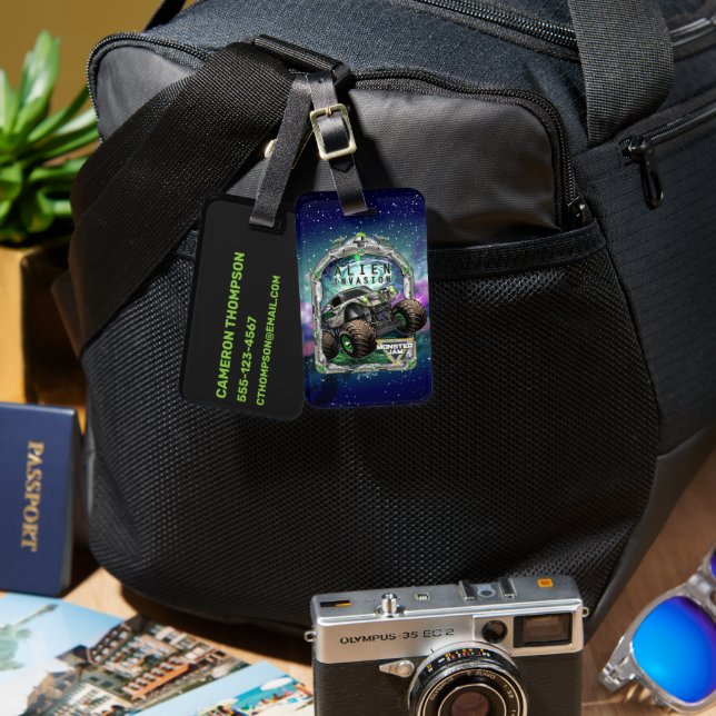 Monster Jam Alien Invasion Luggage Tag (Front & Back)