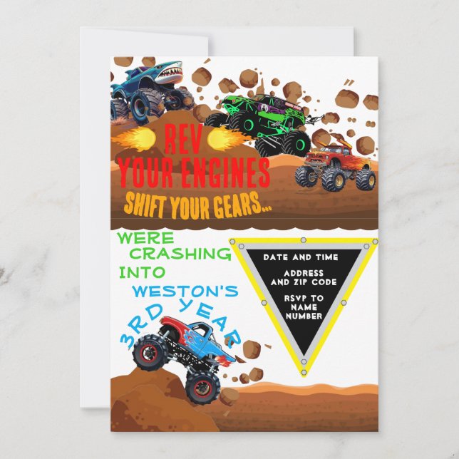 Monster Jam birthday invitation (Front)