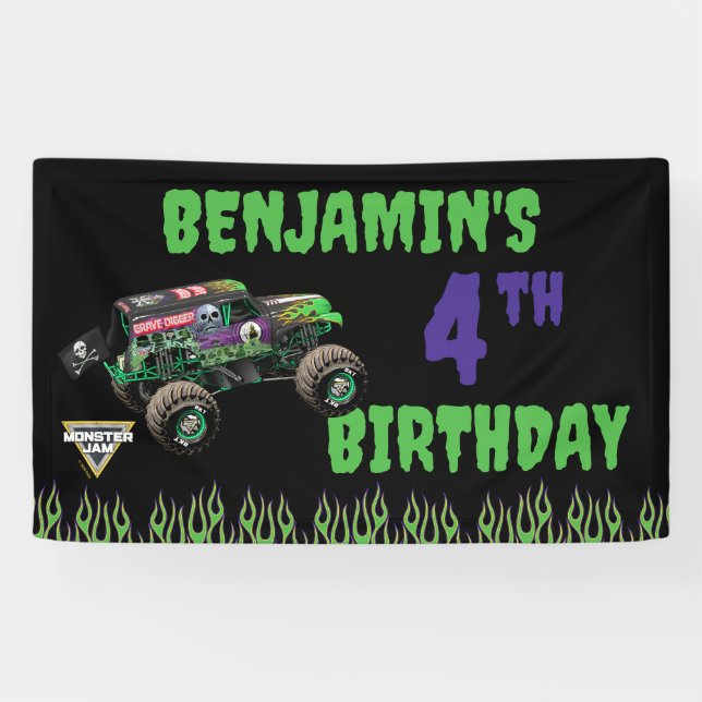 Monster Jam Grave Digger Birthday Banner (Horizontal)