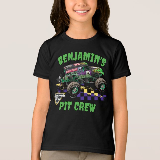 Monster Jam Grave Digger Birthday Pit Crew Tri-Blend Shirt (Front)