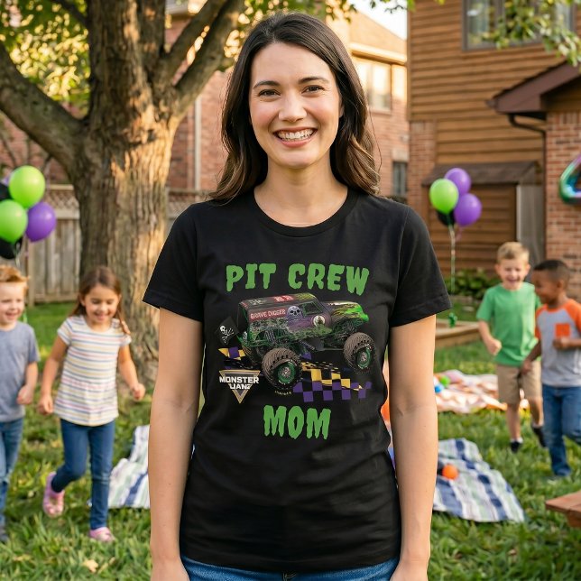 Monster Jam Grave Digger Pit Crew Mum Tri-Blend Shirt (Simulated woman wearing t-shirt)