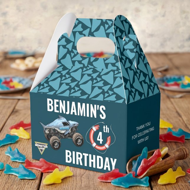 Monster Jam Megalodon Birthday Favour Box (Favor box on simulated table)