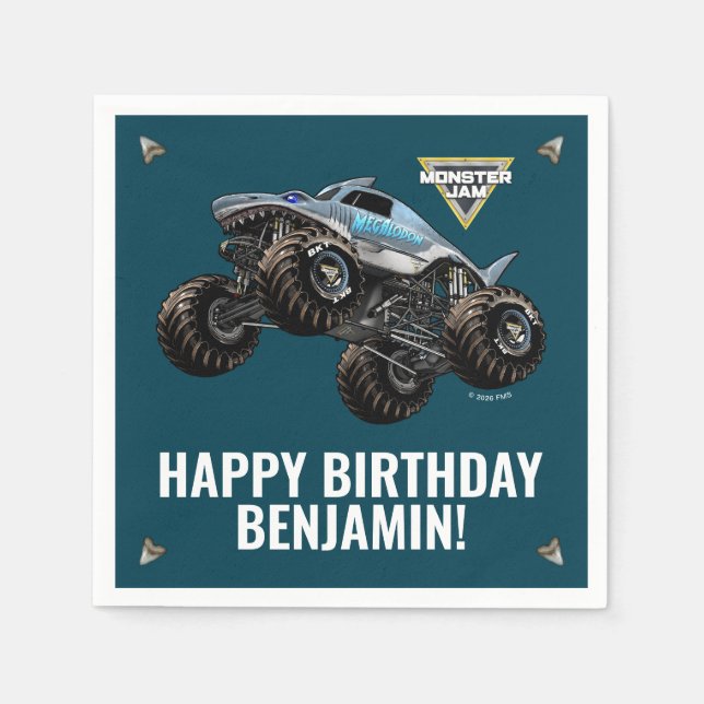 Monster Jam Megalodon Birthday Napkin (Front)
