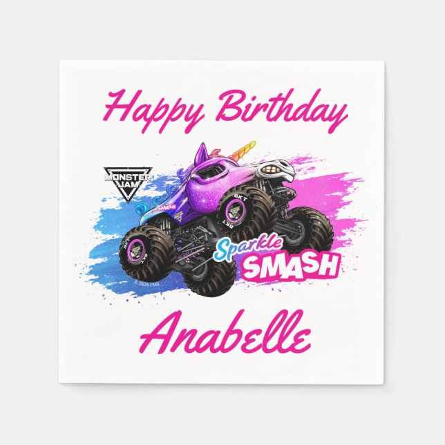 Monster Jam - Sparkle Smash Birthday Napkin (Front)
