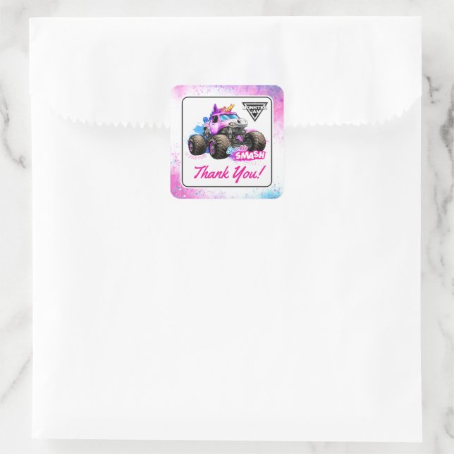 Monster Jam - Sparkle Smash Birthday Square Sticker (Bag)