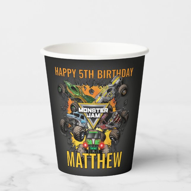 Monster Jam Trucks Birthday Paper Cups (Front)