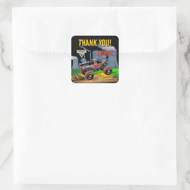 Monster Jam - Zombie Birthday Square Sticker (Bag)