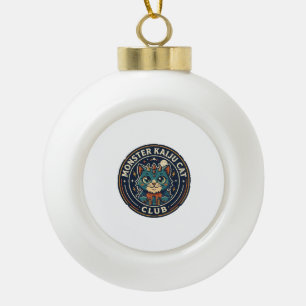 Monster Kaiju Cat Cat Graphic Tee Art - Monster Ka Ceramic Ball Christmas Ornament