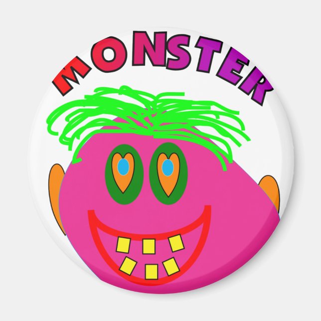Monster Kids Gifts "Adorable Pink Monster Art" Magnet (Front)