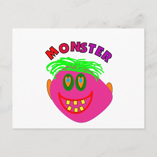 Monster Kids Gifts "Adorable Pink Monster Art" Postcard (Front)