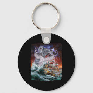 Monster Koala As Kraken Attack A War Ship At High  Key Ring