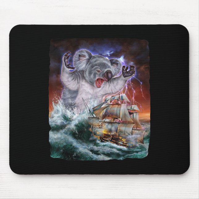 Monster Koala As Kraken Attack A War Ship At High  Mouse Mat (Front)