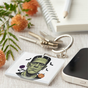 Monster Laughs Funny Spooky Frankenstein Energy Key Ring