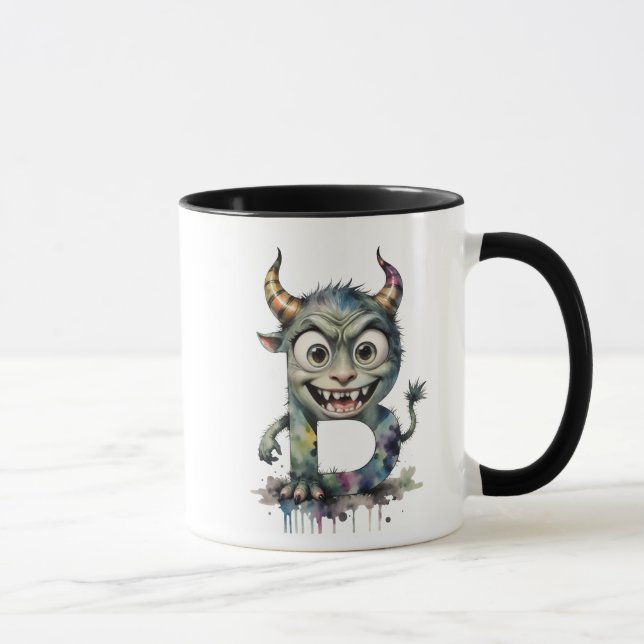 Monster Letter B Mug – Cute Cartoon Alphabet Cup (Right)